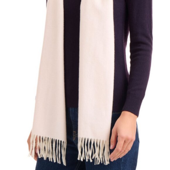 AMICALE CASHMERE Melange Pink Cashmere Scarf with Fringe - Picture 15 of 15